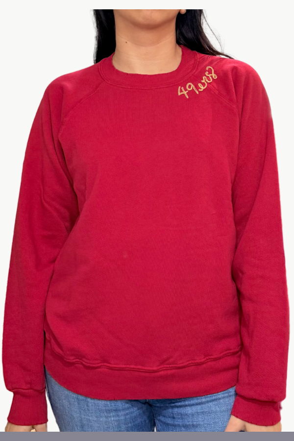 I Stole My Boyfriend's Shirt 49ers Crew Sweatshirt - Red/Gold