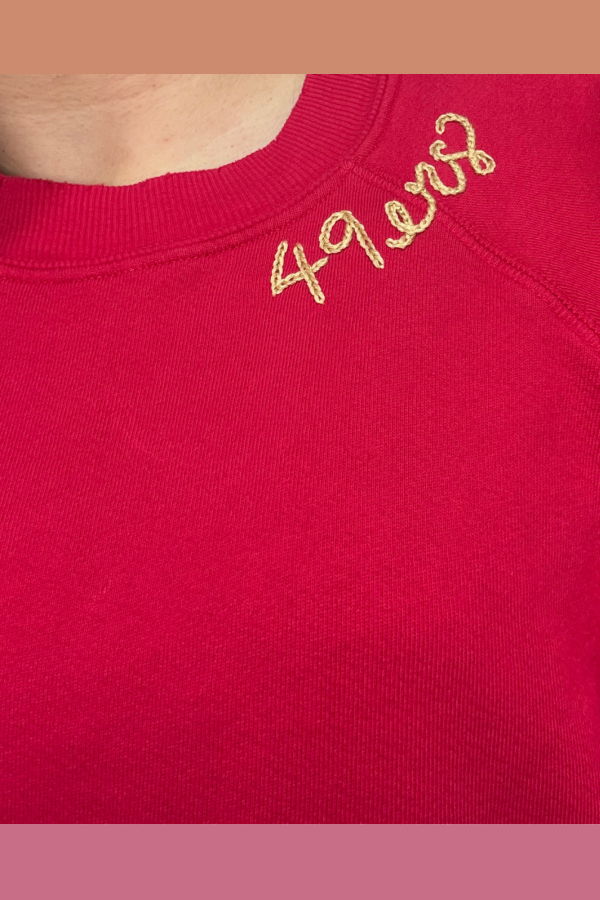 I Stole My Boyfriend's Shirt 49ers Crew Sweatshirt - Red/Gold