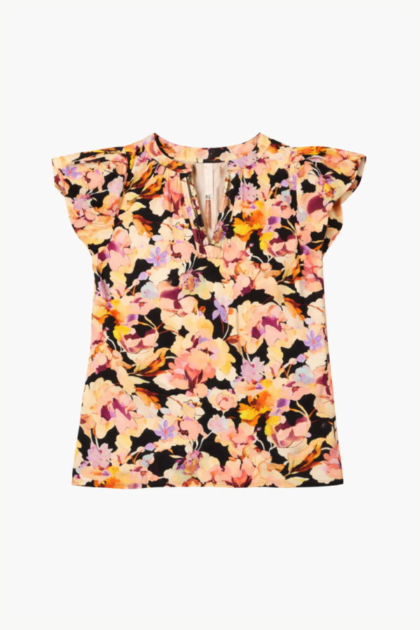 Ulla Johnson Abril Short Sleeve Cotton Top - Night Bloom
