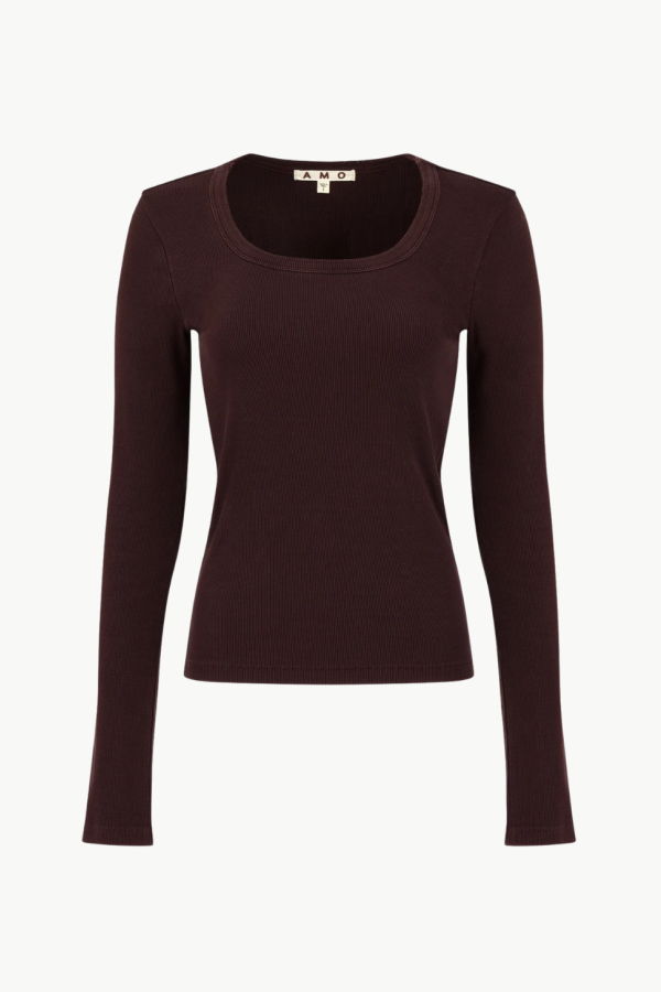 amo denim Angelina Long Sleeve Tee - Aubergine
