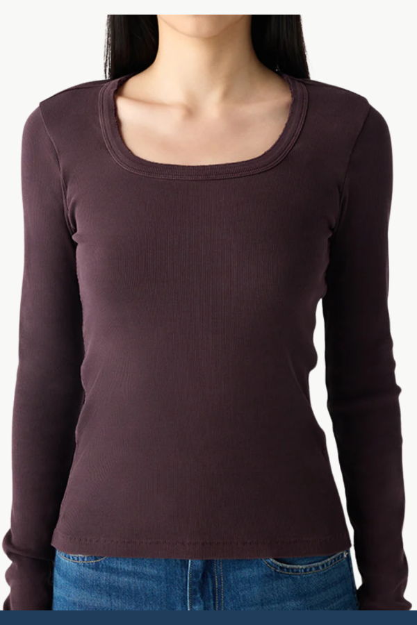 amo denim Angelina Long Sleeve Tee - Aubergine