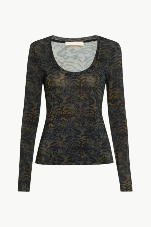 Ulla Johnson Aris Jersey Long Sleeve U-Neck Top - Desert Jasper