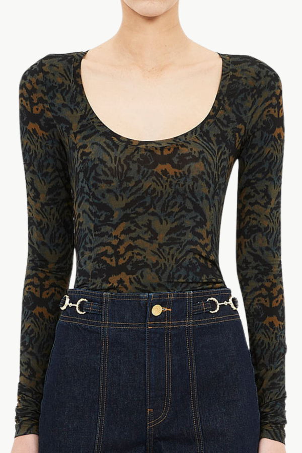 Ulla Johnson Aris Jersey Long Sleeve U-Neck Top - Desert Jasper