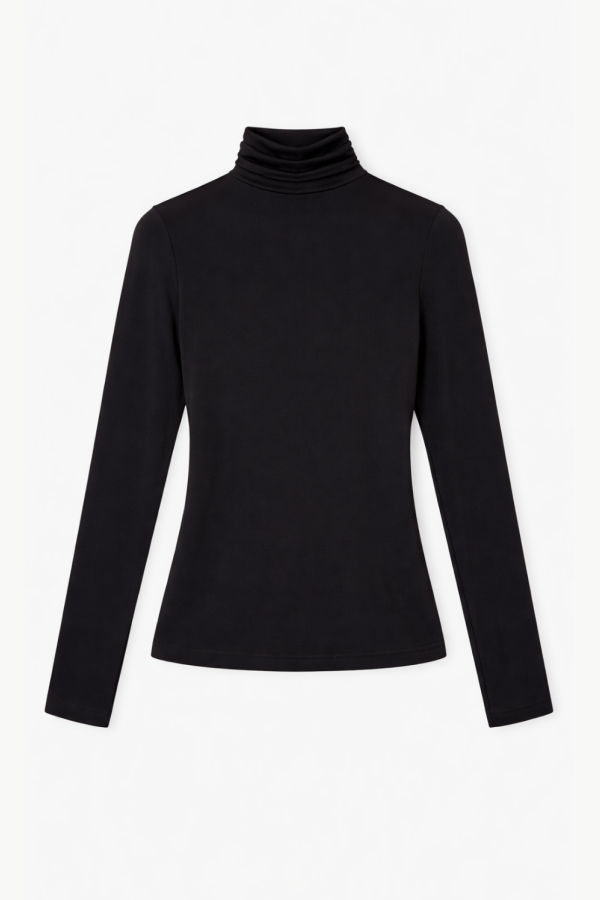 Ulla Johnson Aurelia Jersey Long Sleeve Turtleneck Top - Noir