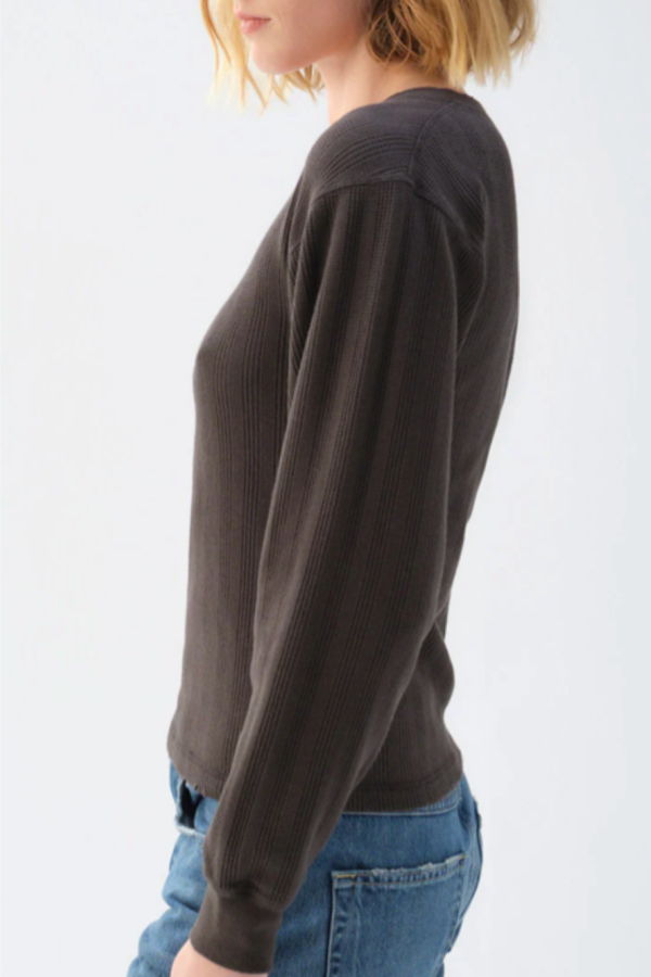 amo denim Beau Waffle Knit T-Shirt - Vintage Black