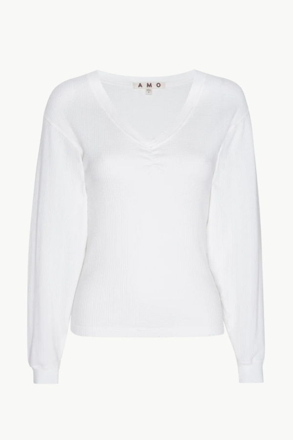 amo denim Beau Waffle Knit T-Shirt - White