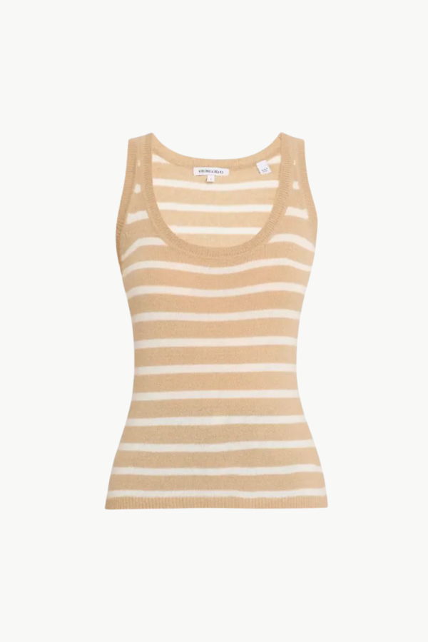 Veronica Beard Birke Cashmere Tank - Sand/Ivory
