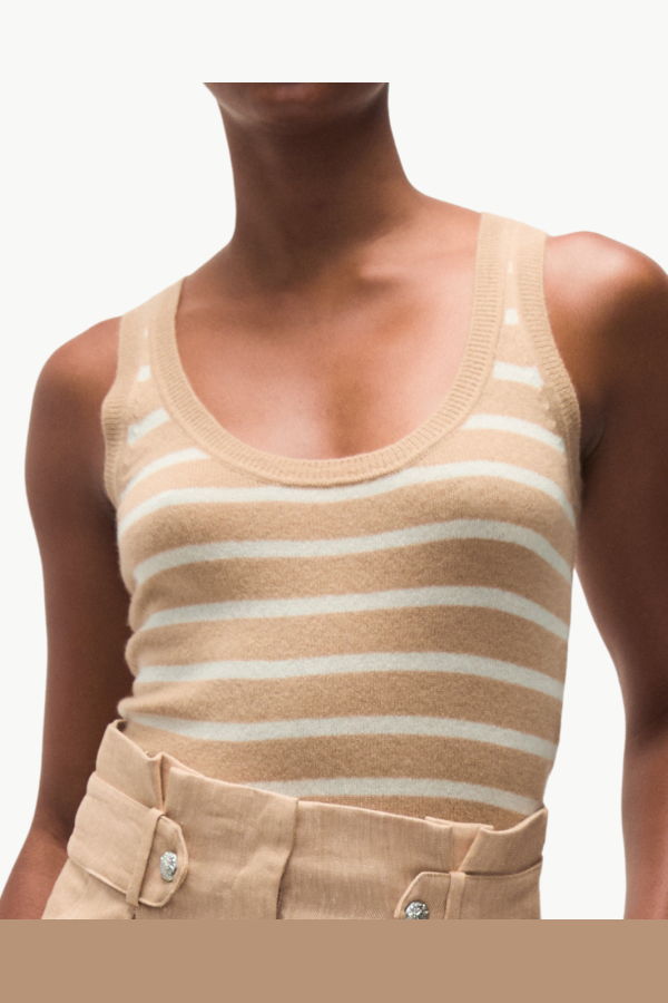 Veronica Beard Birke Cashmere Tank - Sand/Ivory