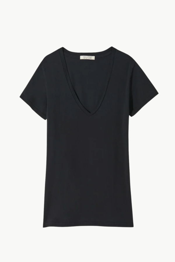Nili Lotan Carol V-Neck Tee Shirt - Jet Black