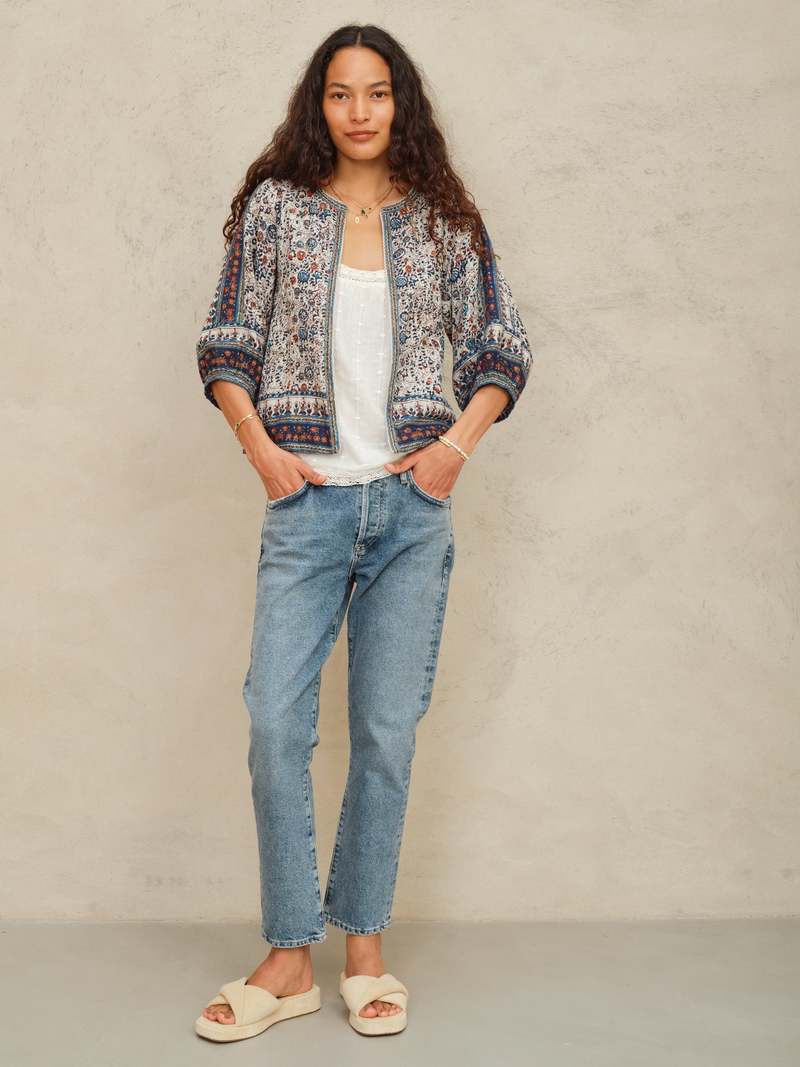 M.A.B.E Cass Print Jacket - Indigo/Rust