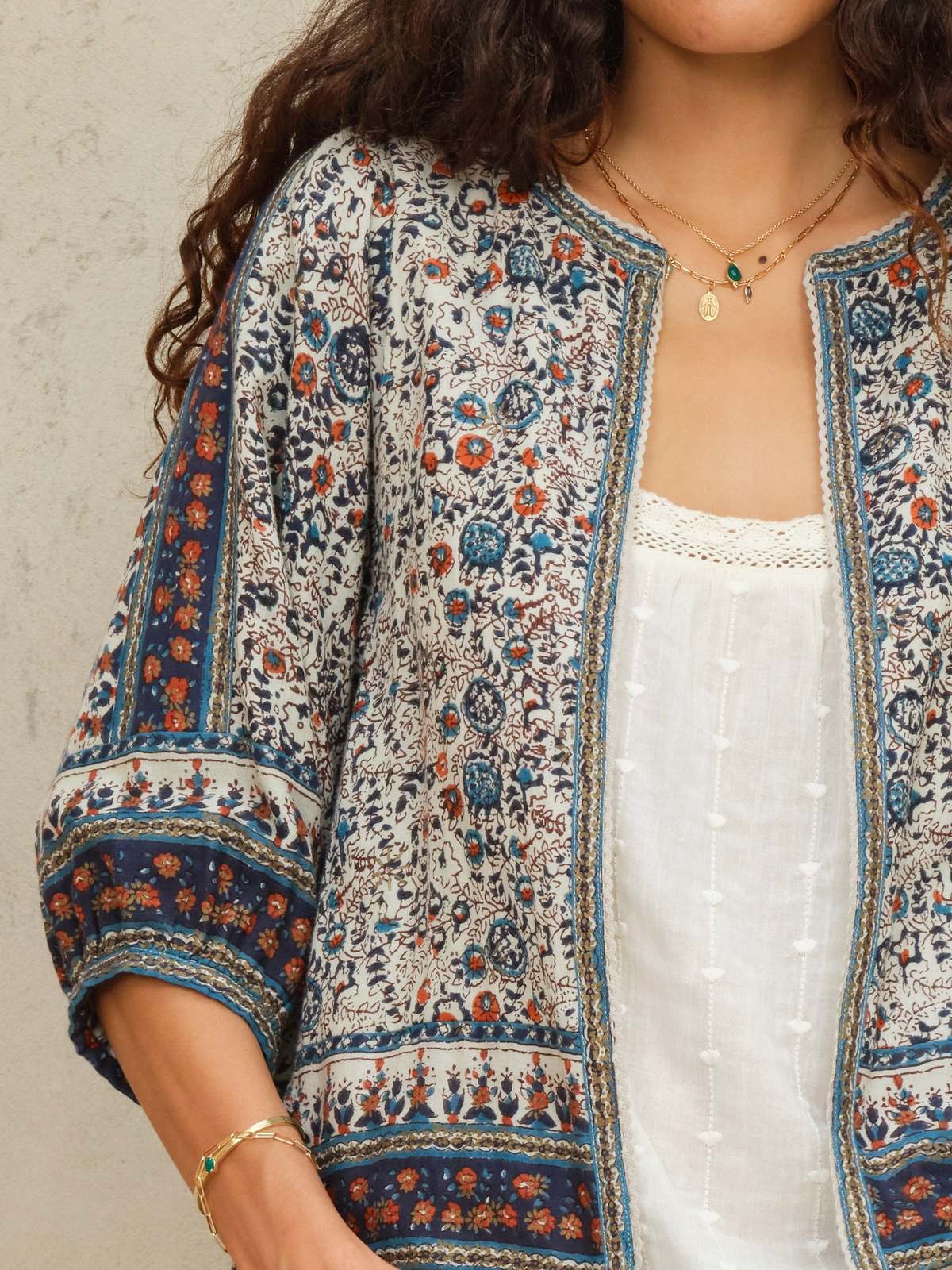 M.A.B.E Cass Print Jacket - Indigo/Rust - Image 4 of 5