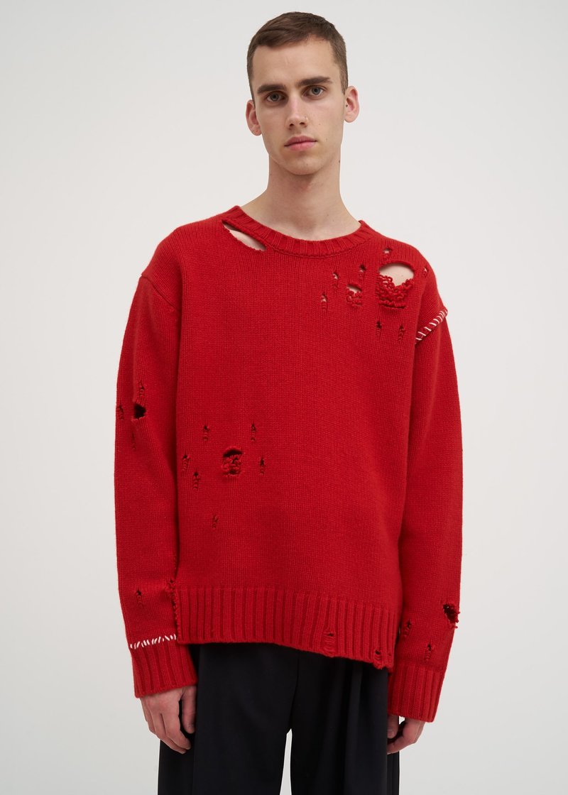 Ambush Damaged Knit - Red | Garmentory 