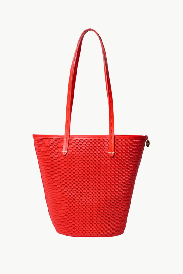 Clare V. Choupette Diamond Perf Bucket Bag - Bright Poppy