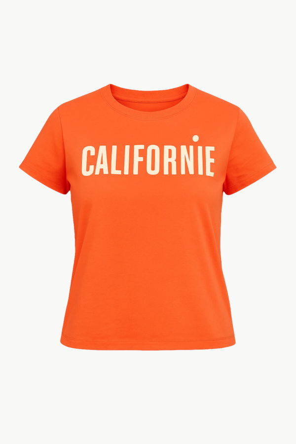 Clare V. Classic Tee - Scarlet Orange/Cream
