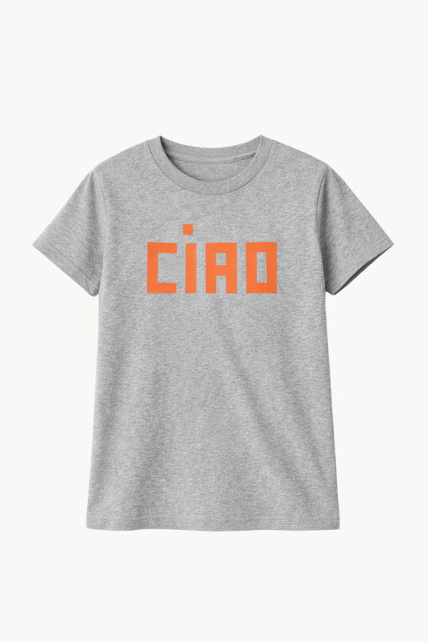 Clare V. Classic Ciao Tee - Grey Melange / Safety Orange