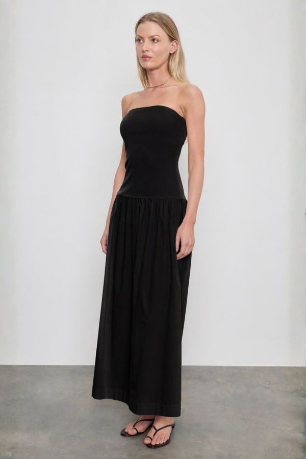 Enza Costa Cotton Bandeau Dress - Black