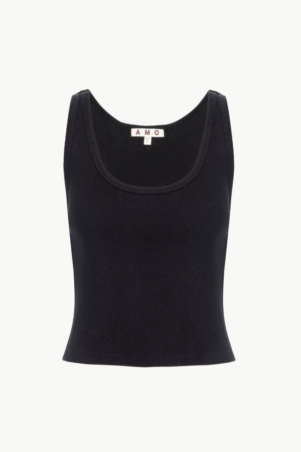 amo denim Crop Rib Tank - Black