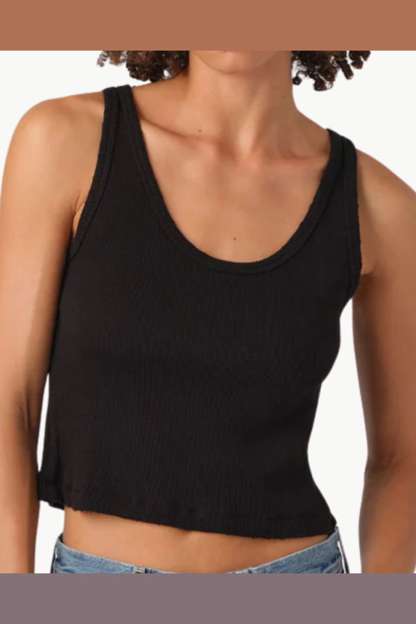 amo denim Crop Rib Tank - Black