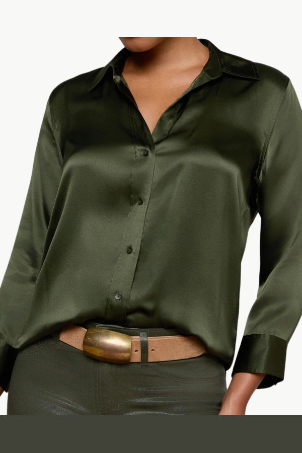 L'AGENCE Dani 3/4 Sleeve Blouse - Deep Olive