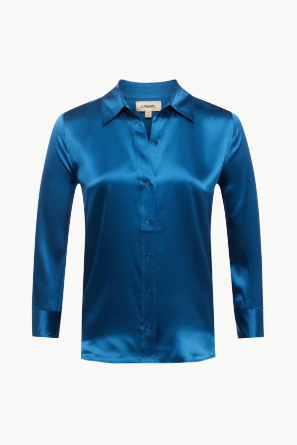 L'AGENCE Dani 3/4 Sleeve Blouse - Stone Blue