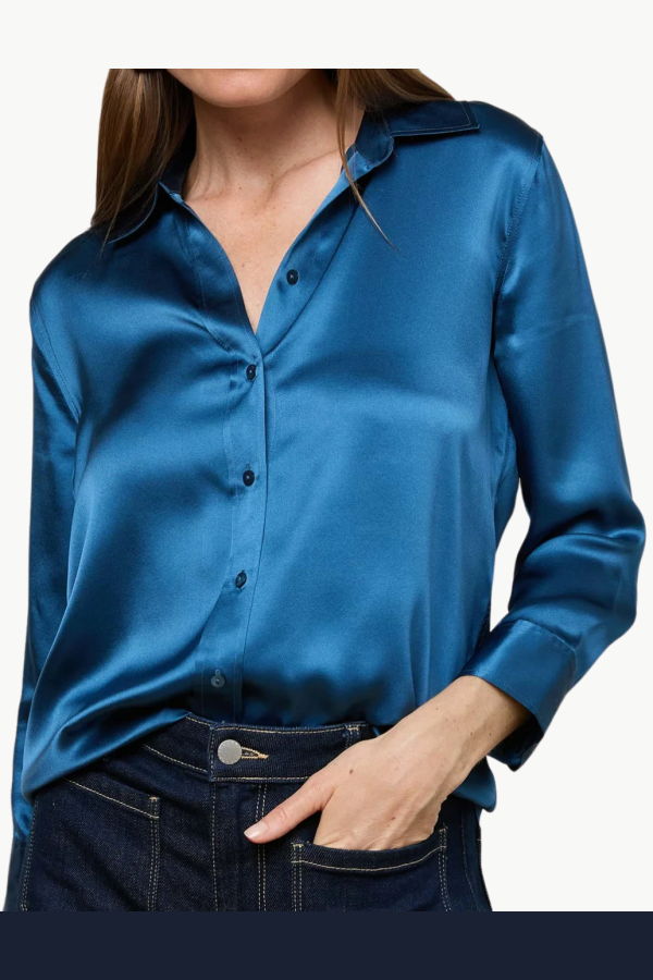 L'AGENCE Dani 3/4 Sleeve Blouse - Stone Blue