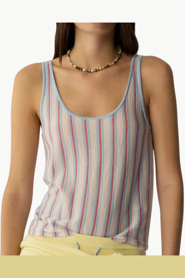 Guest in Residence Fine Stripe Tank - Clear Sky Combo
