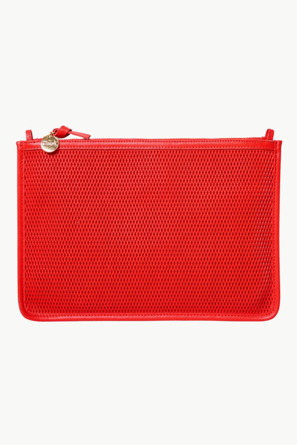 Clare V. Foldover Clutch W/ Tabs Diamond Perf - Bright Poppy