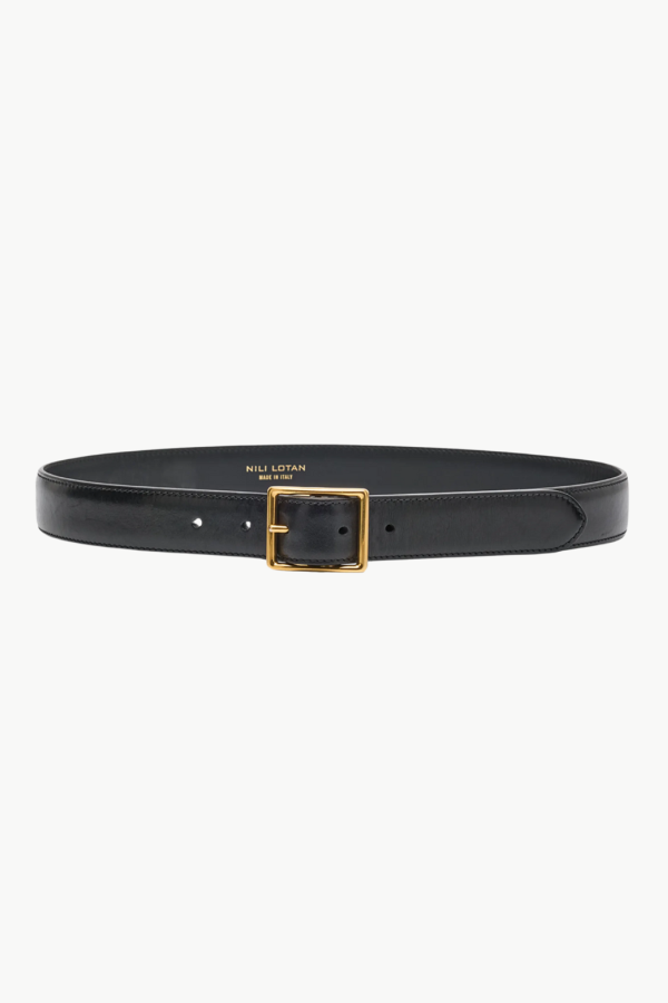 Nili Lotan Gabriele Belt - Black/Antique Gold Buckle