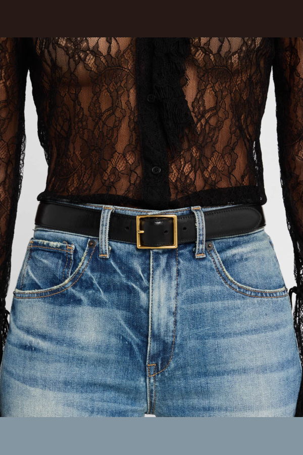 Nili Lotan Gabriele Belt - Black/Antique Gold Buckle