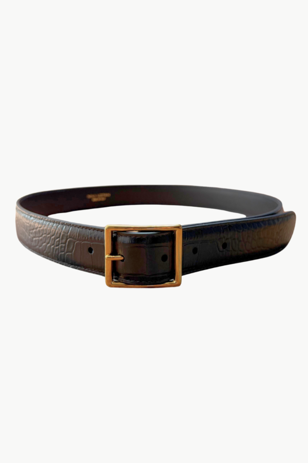 Nili Lotan Gabriele Belt - Black/Antique Gold Buckle