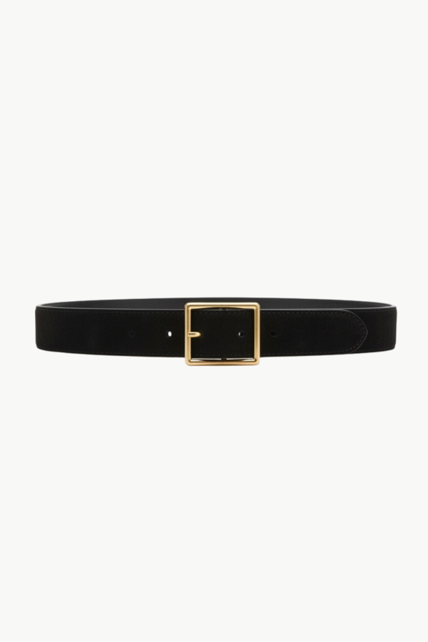 Nili Lotan Gabriele Belt - Black Suede/Antique Gold Buckle