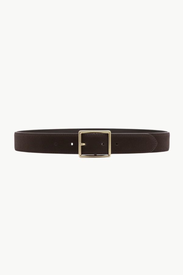 Nili Lotan Gabriele Belt - Espresso Suede/Antique Gold Buckle