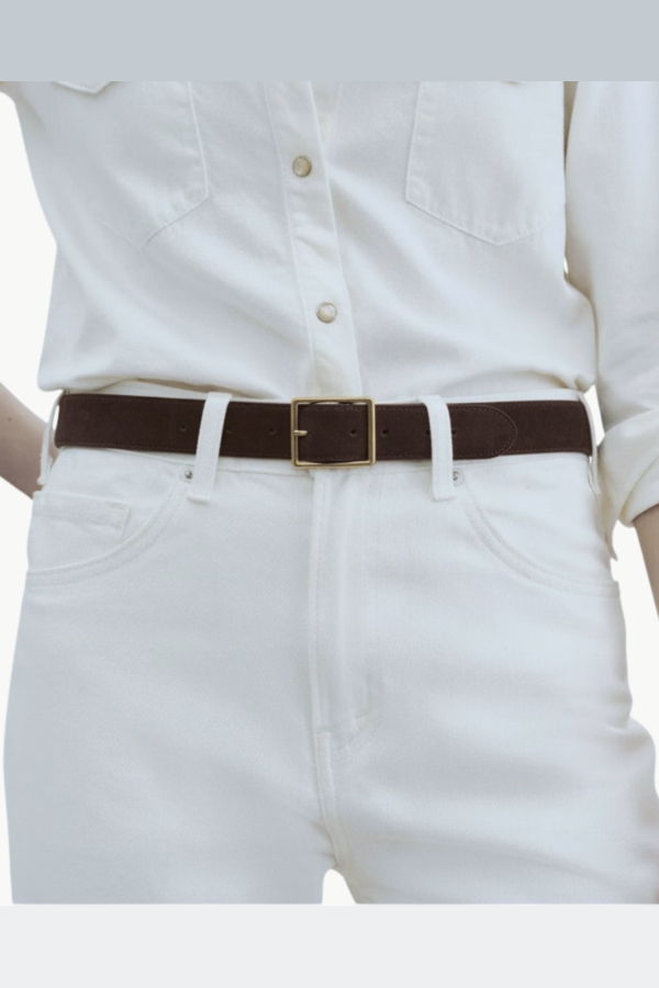 Nili Lotan Gabriele Belt - Espresso Suede/Antique Gold Buckle