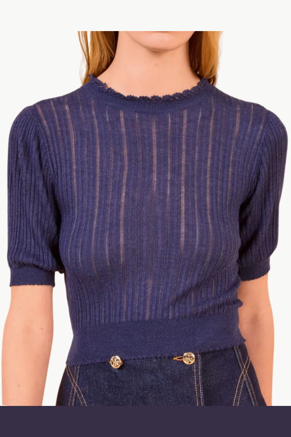 Ulla Johnson Gemma Short Sleeve Knit Top - Midnight