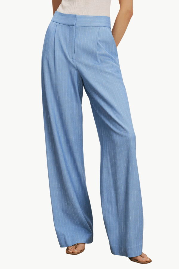 Veronica Beard Heyser Wide-Leg Pant - Blue Jay/Dove