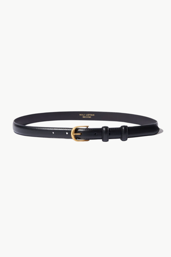 Nili Lotan Jane Belt - Black w/ Shiny Brass Buckle