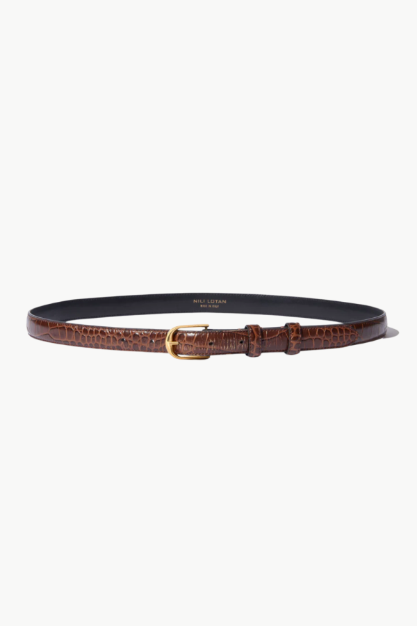 Nili Lotan Jane Belt - Dark Brown W/ Brass Buckle