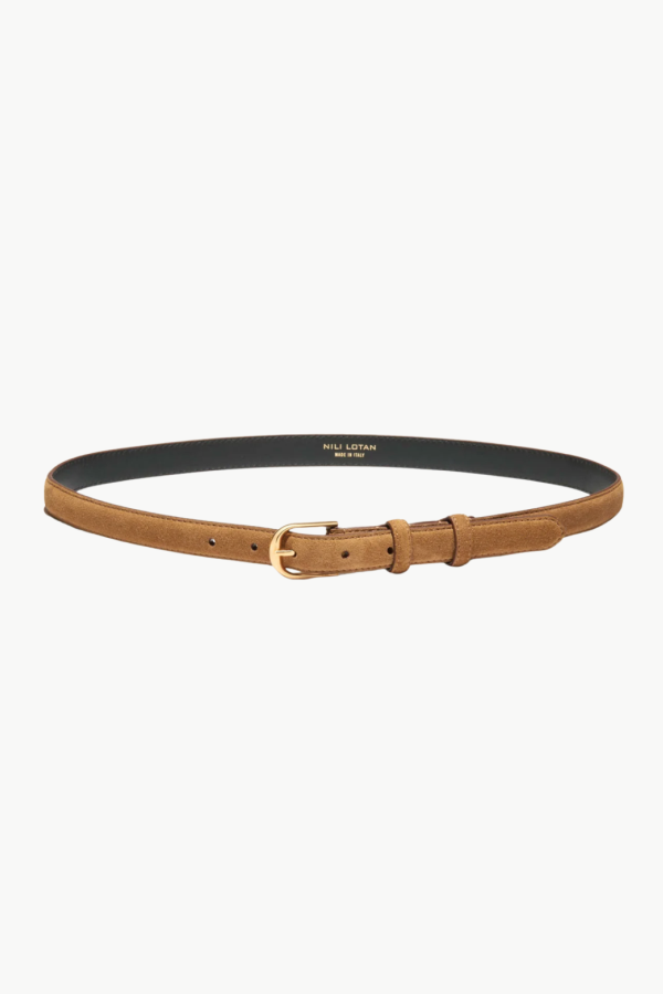Nili Lotan Jane Suede Belt - Martora with Gold Buckle