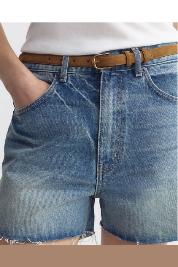 Nili Lotan Jane Suede Belt - Martora with Gold Buckle