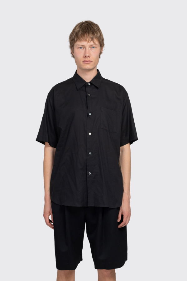 ssstein Cotton Silk Oversized Short Sleeve Shirt - Black
