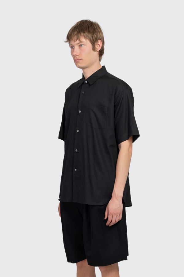 ssstein Cotton Silk Oversized Short Sleeve Shirt - Black