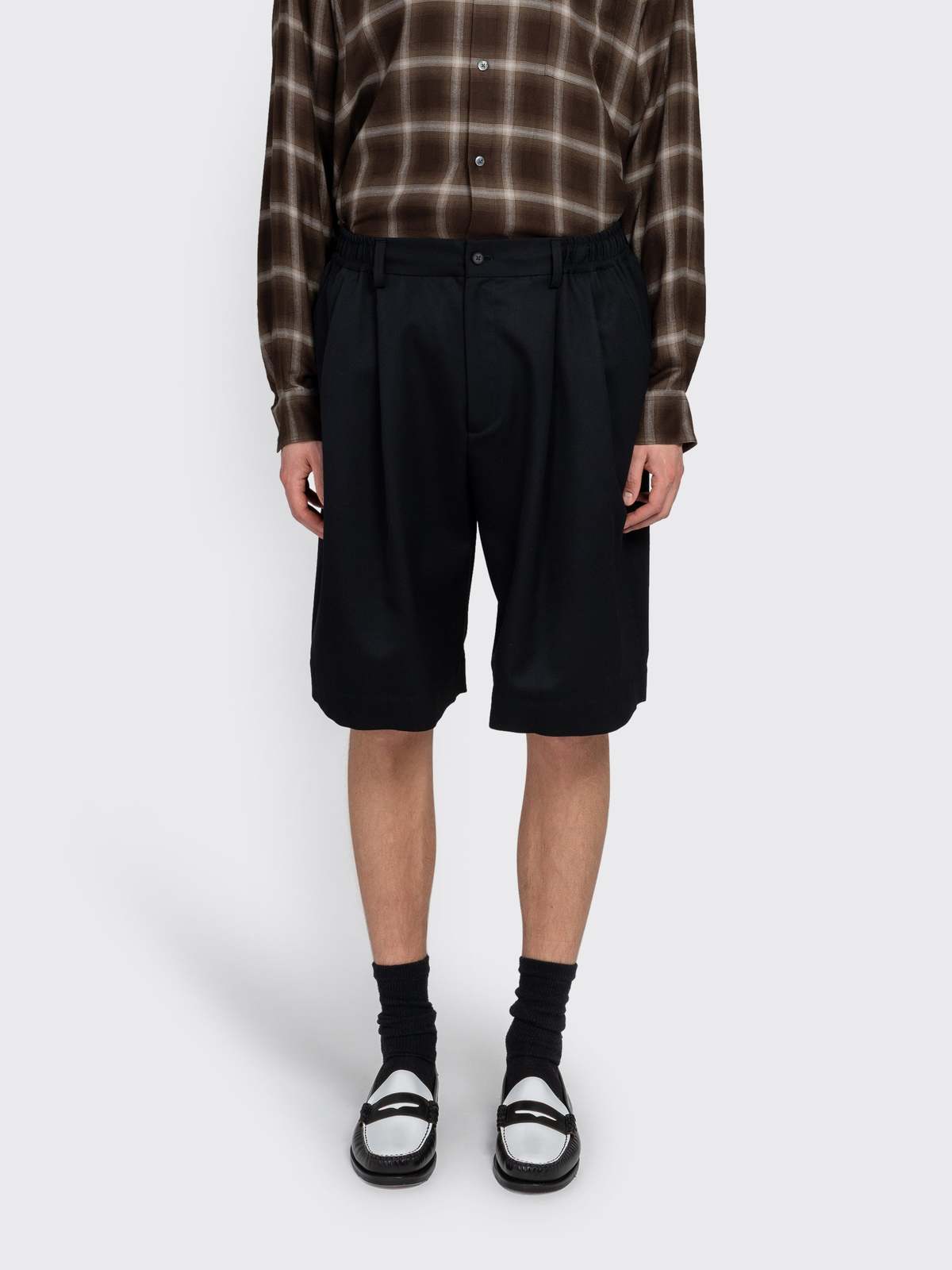 ssstein Wool Kersey Wide Easy Short Trousers - Black - Image 1 of 4