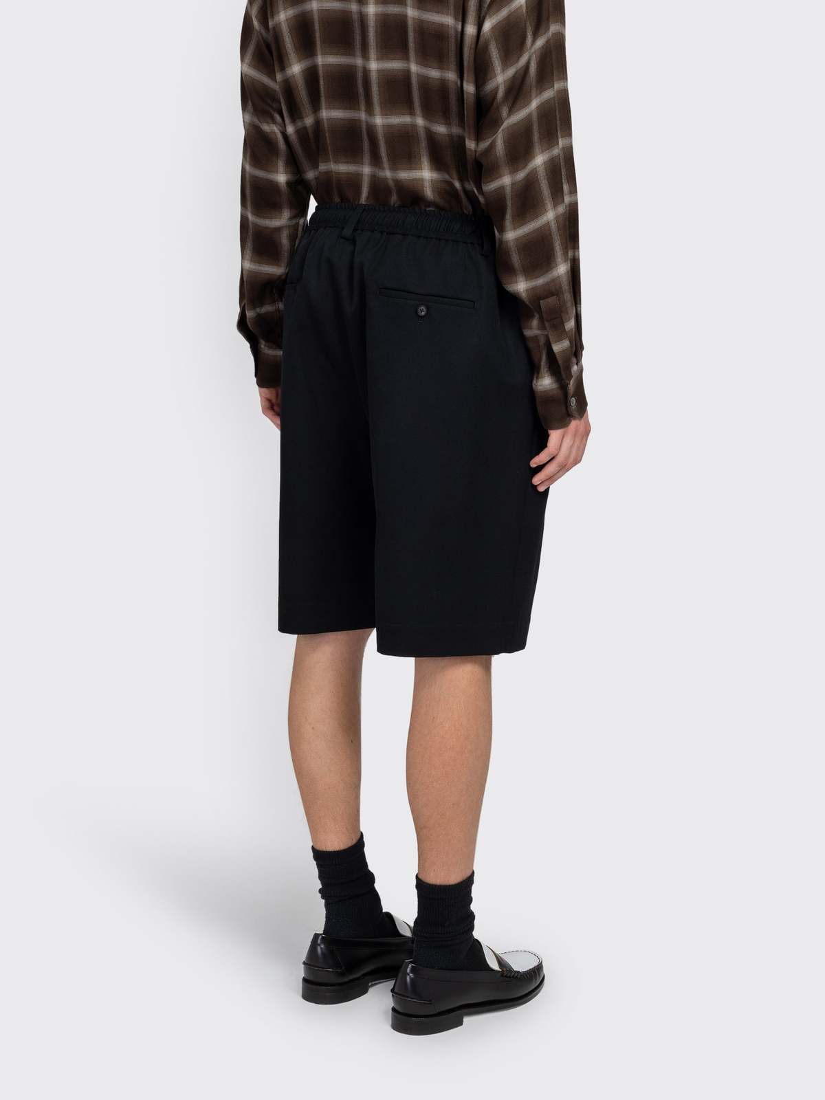 ssstein Wool Kersey Wide Easy Short Trousers - Black - Image 3 of 4