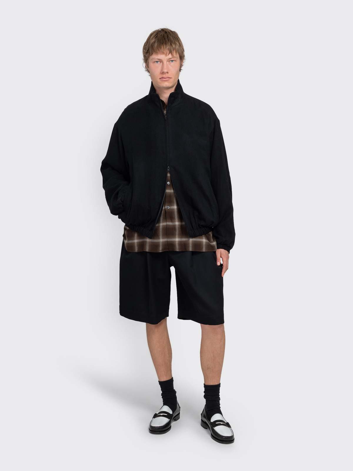 ssstein Wool Kersey Wide Easy Short Trousers - Black - Image 4 of 4