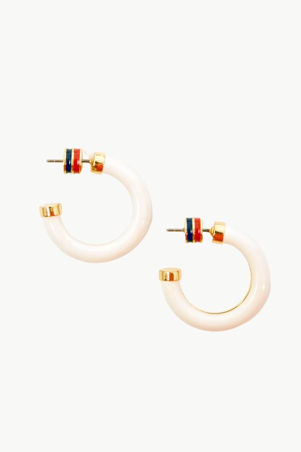 Clare V. Le Tube Hoop Earrings - Cream