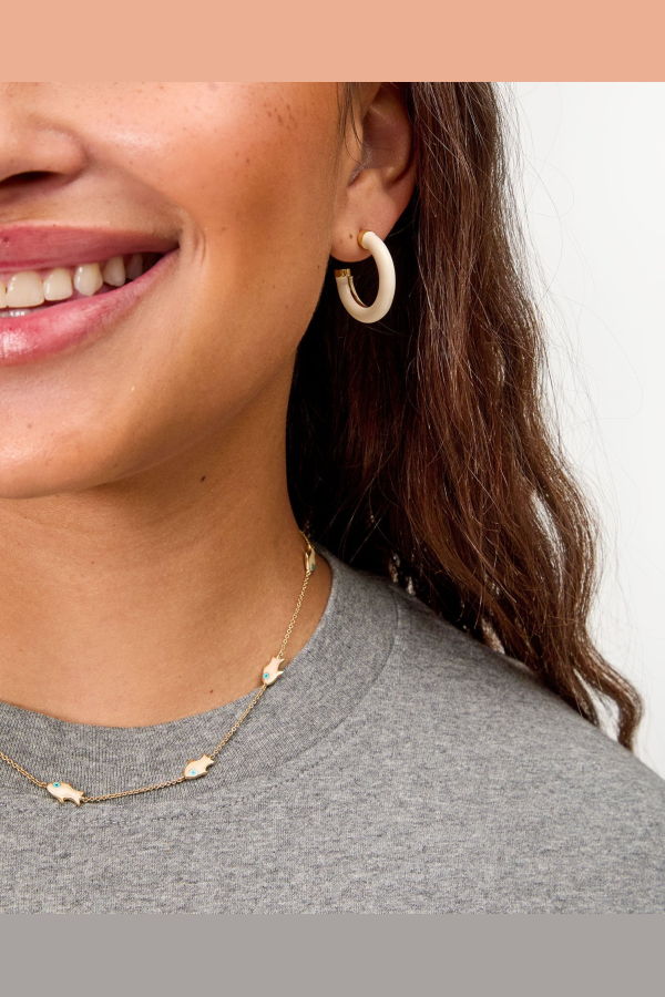 Clare V. Le Tube Hoop Earrings - Cream