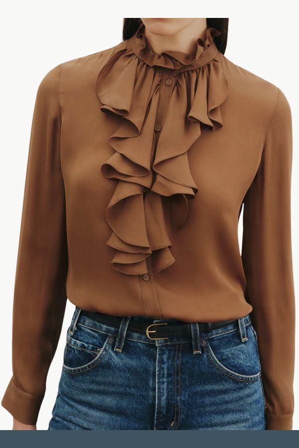 Nili Lotan Lily Silk Blouse - Cognac