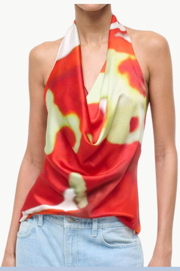 Staud Liora Silk Top - Red Zone