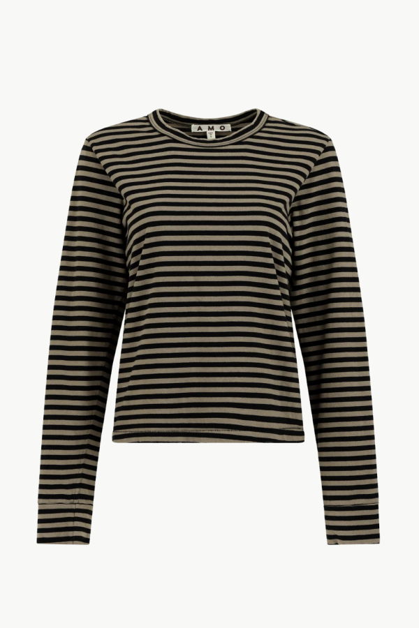 amo denim Love Long Sleeve Tee - Sand/Black Stripe