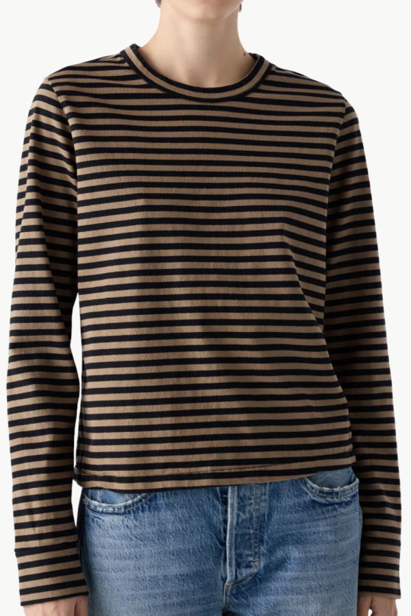 amo denim Love Long Sleeve Tee - Sand/Black Stripe